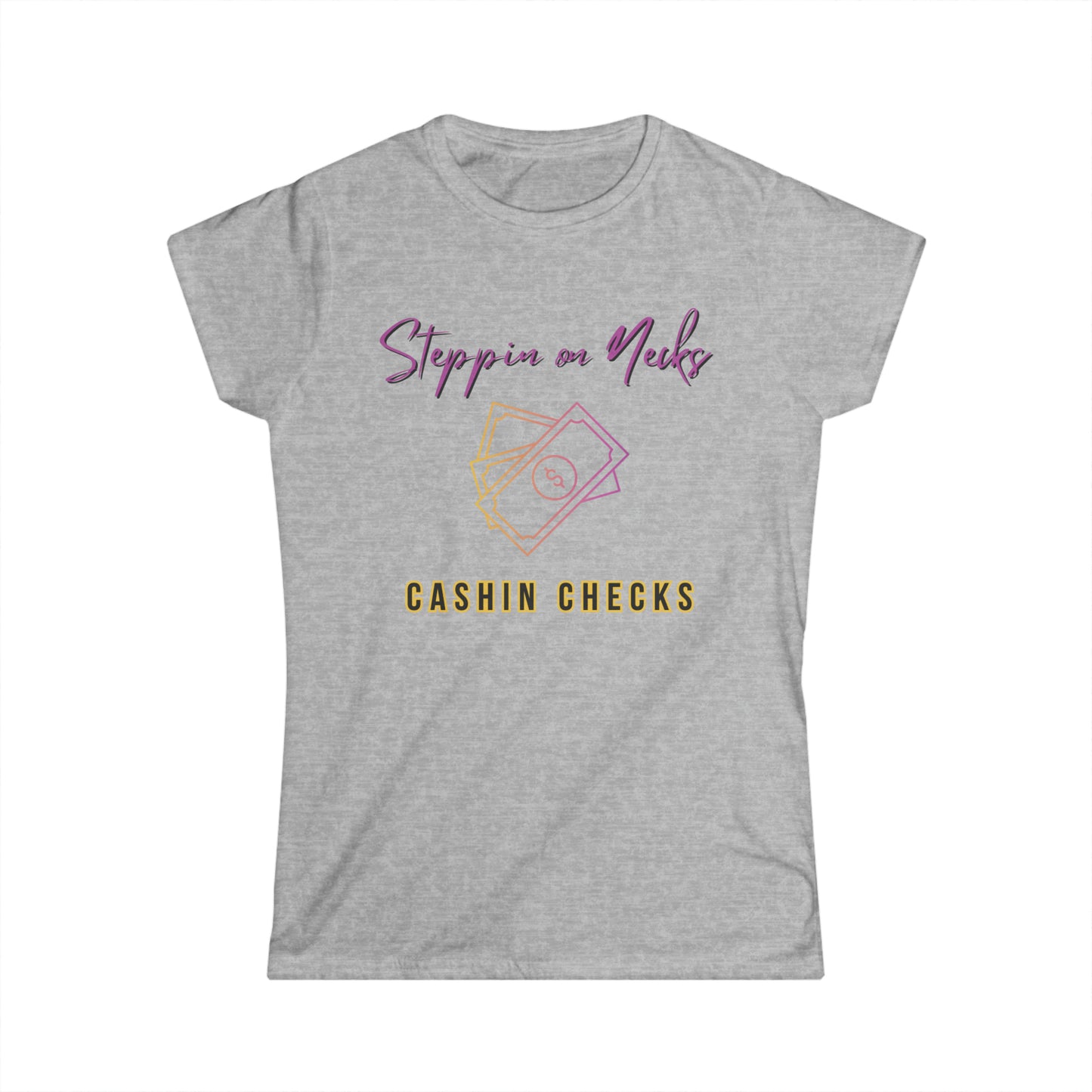 Steppin on Necks Cashin Checks Tee - White/Grey