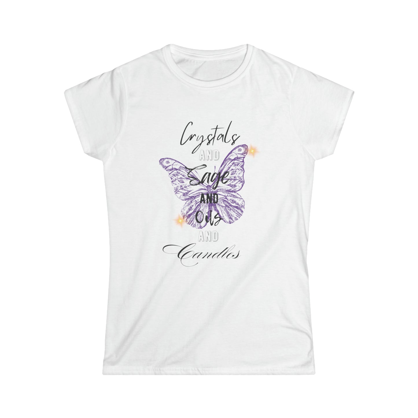 Crystals Sage Oil Candles Tee - White/Grey