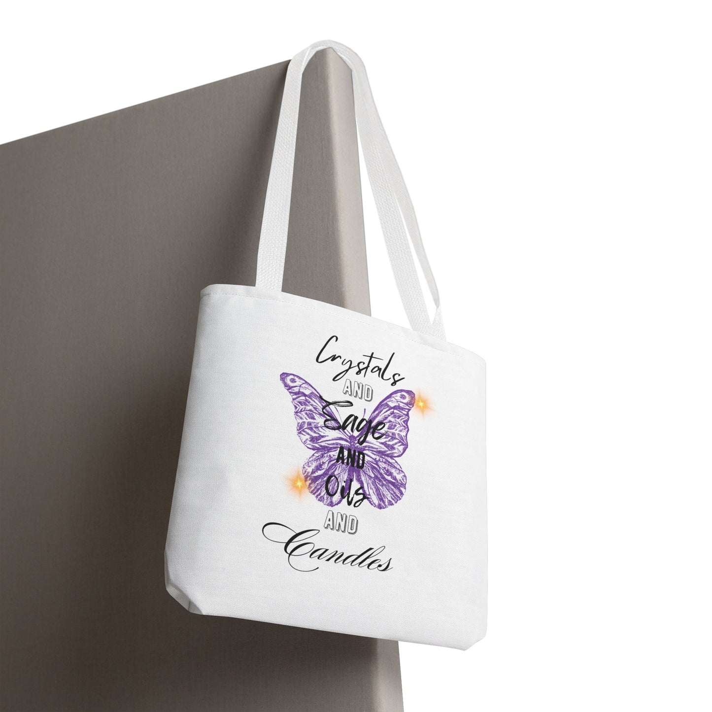 Tote Bag — “Crystals Sage Oils Candles”