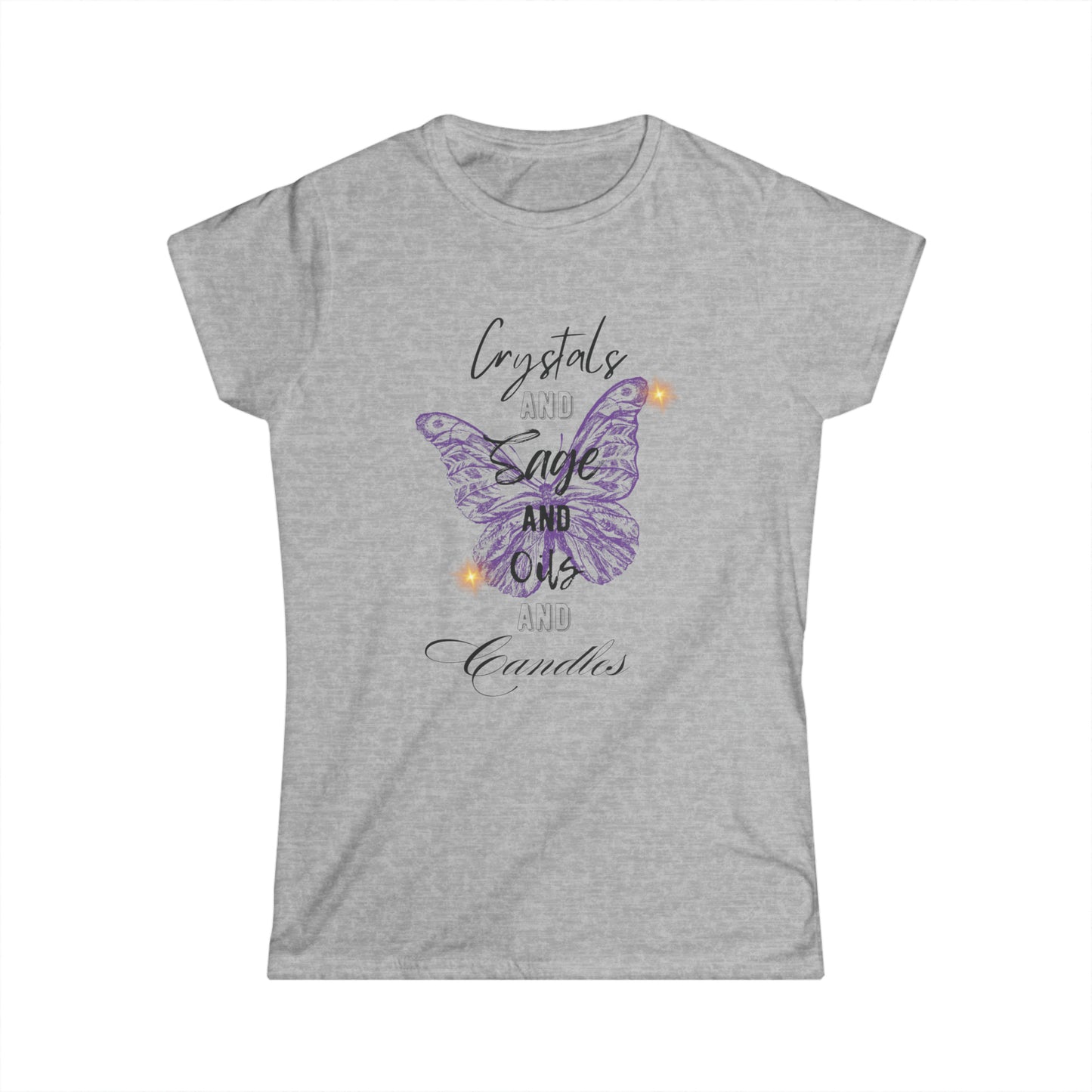 Crystals Sage Oil Candles Tee - White/Grey