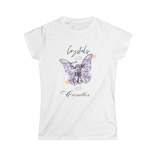 Crystals Sage Oil Candles Tee - White/Grey