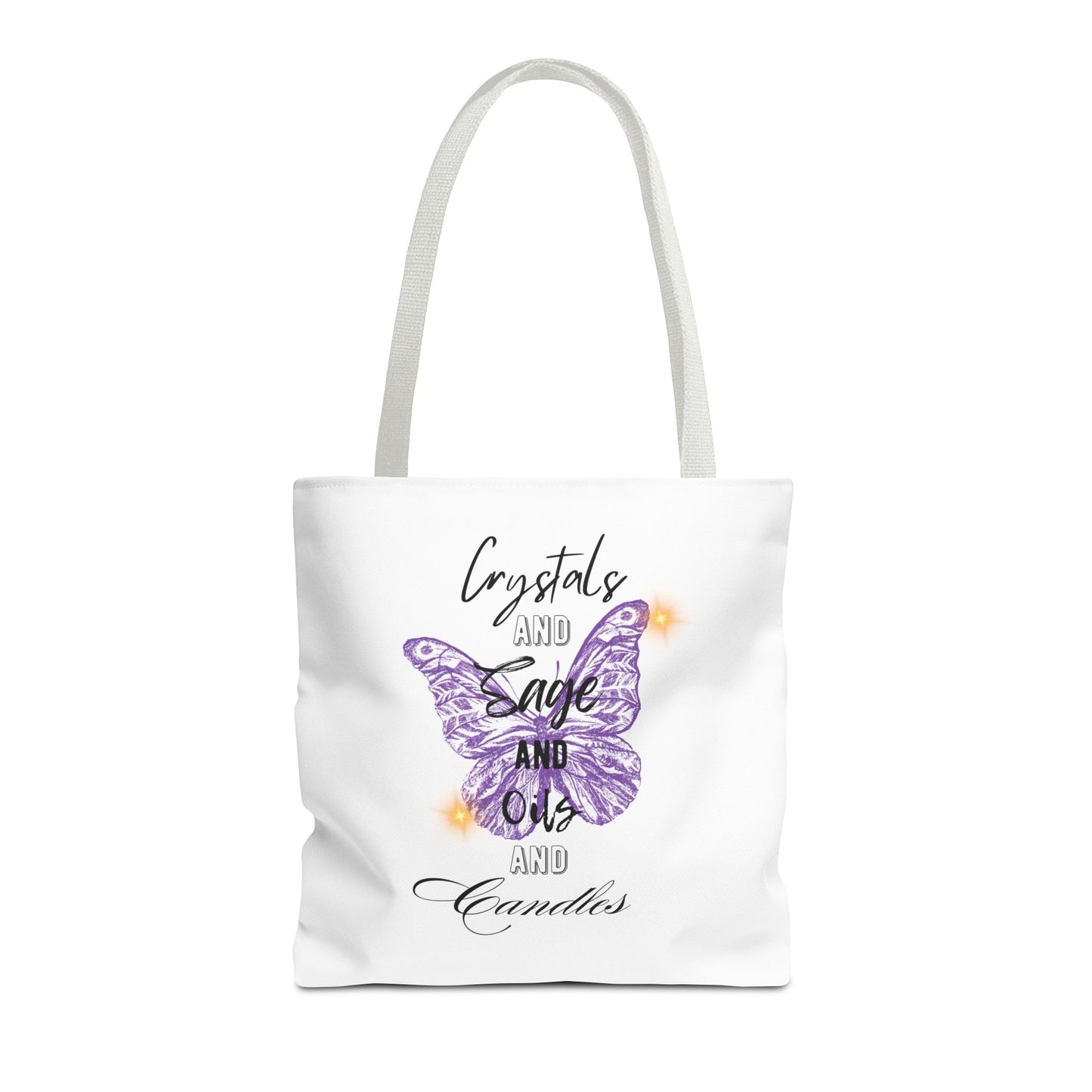 Tote Bag — “Crystals Sage Oils Candles”