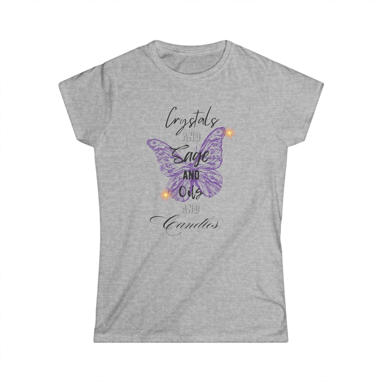 Crystals Sage Oils Candles Tee - White/Grey