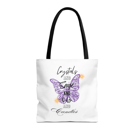 Tote Bag — “Crystals Sage Oils Candles”