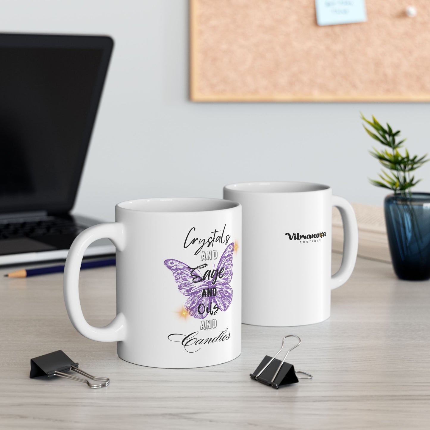 Ceramic Mug — "Crystals Sage Oils Candles" (11oz/15oz)